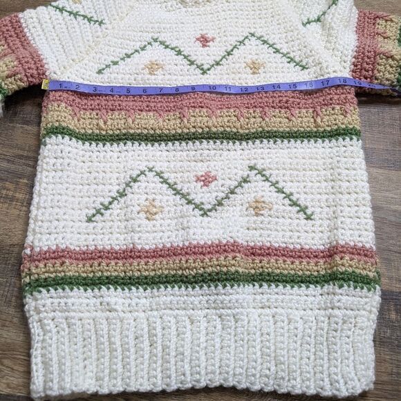 𝅺vintage chunky knit grandma handmade sweater white - Picture 8 of 8